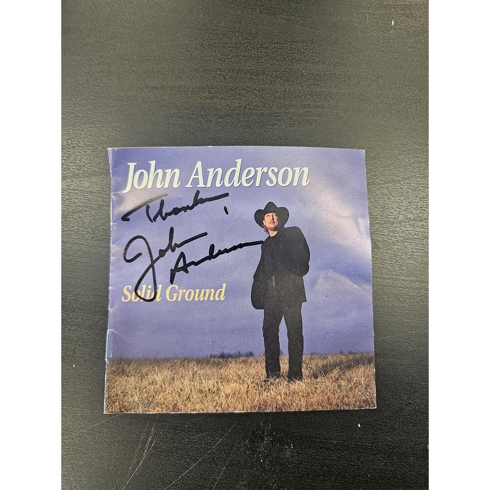 Vintage John Anderson Solid Ground Signed CD‎ Cover Booklet Autograph Country